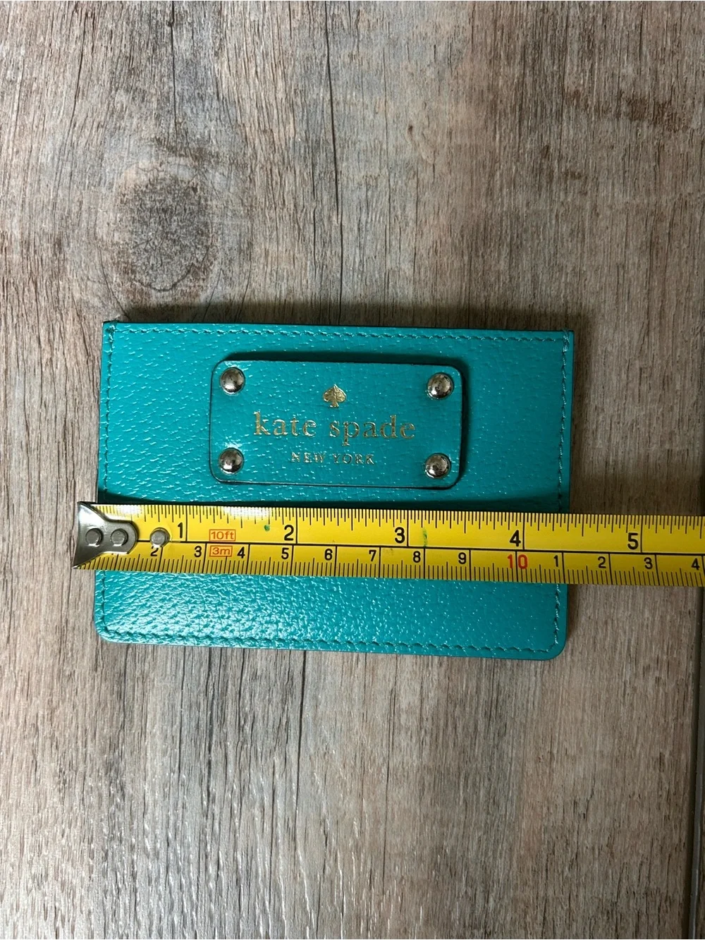 Kate Spade New York Card Case Turquoise Pebbled Leather